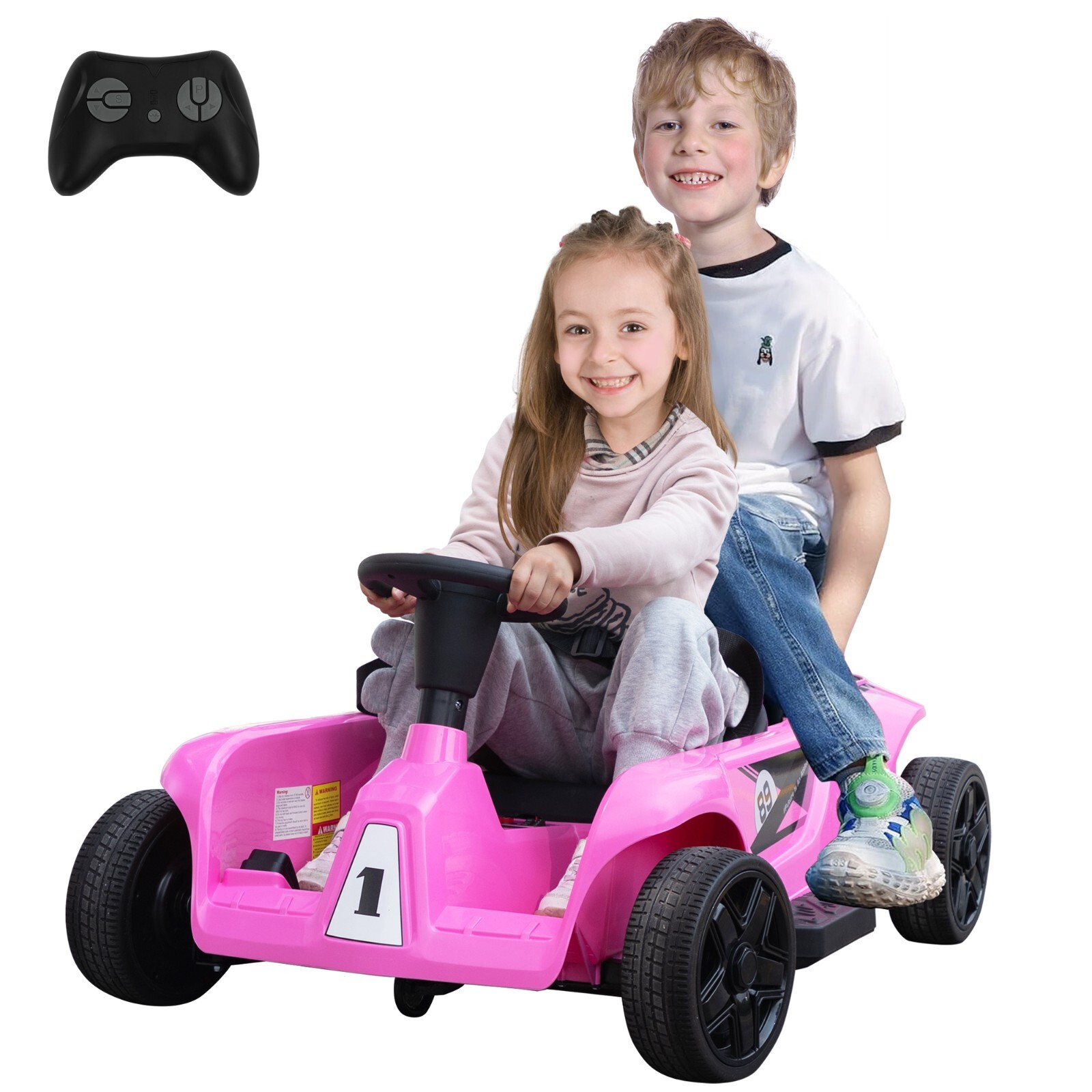 TOBBI 24V 2 Seater Electric Ride on Toys with Remote Control for Kids 3-8 Years