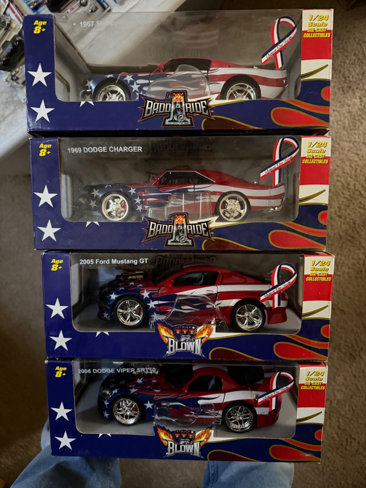 badd ride 1:24 red white & blue cars