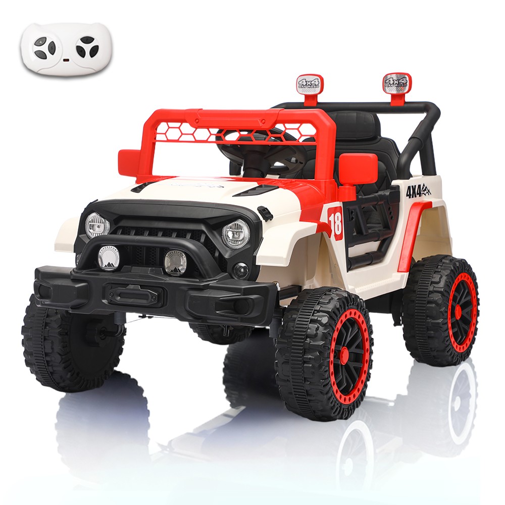 12V Ride on Car with Remote Control LED Lights Music Player for Kids Gift RED