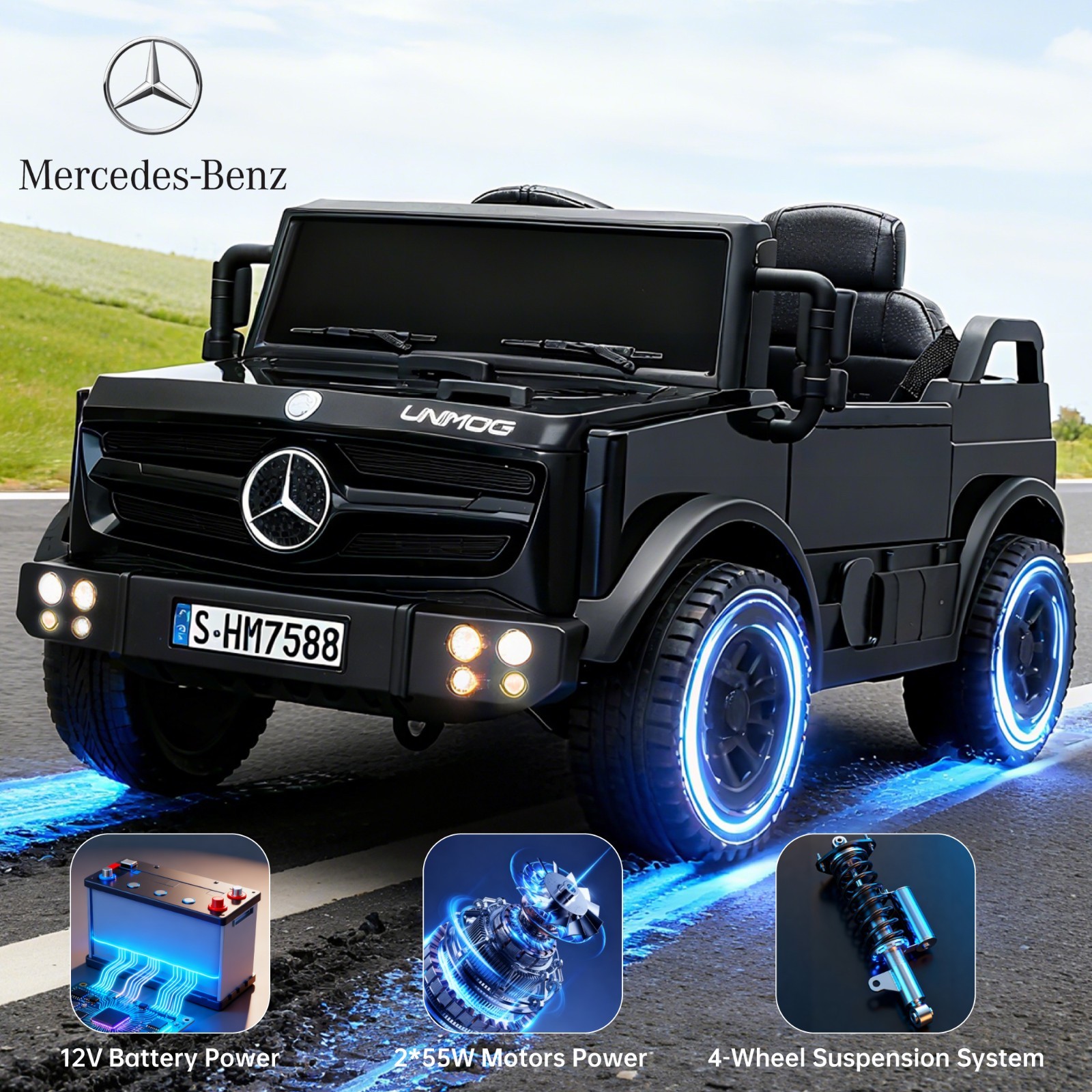 Mercedes-Benz Licensed Kids 12V Ride on Toy Electric Car with Parent Remote MP3