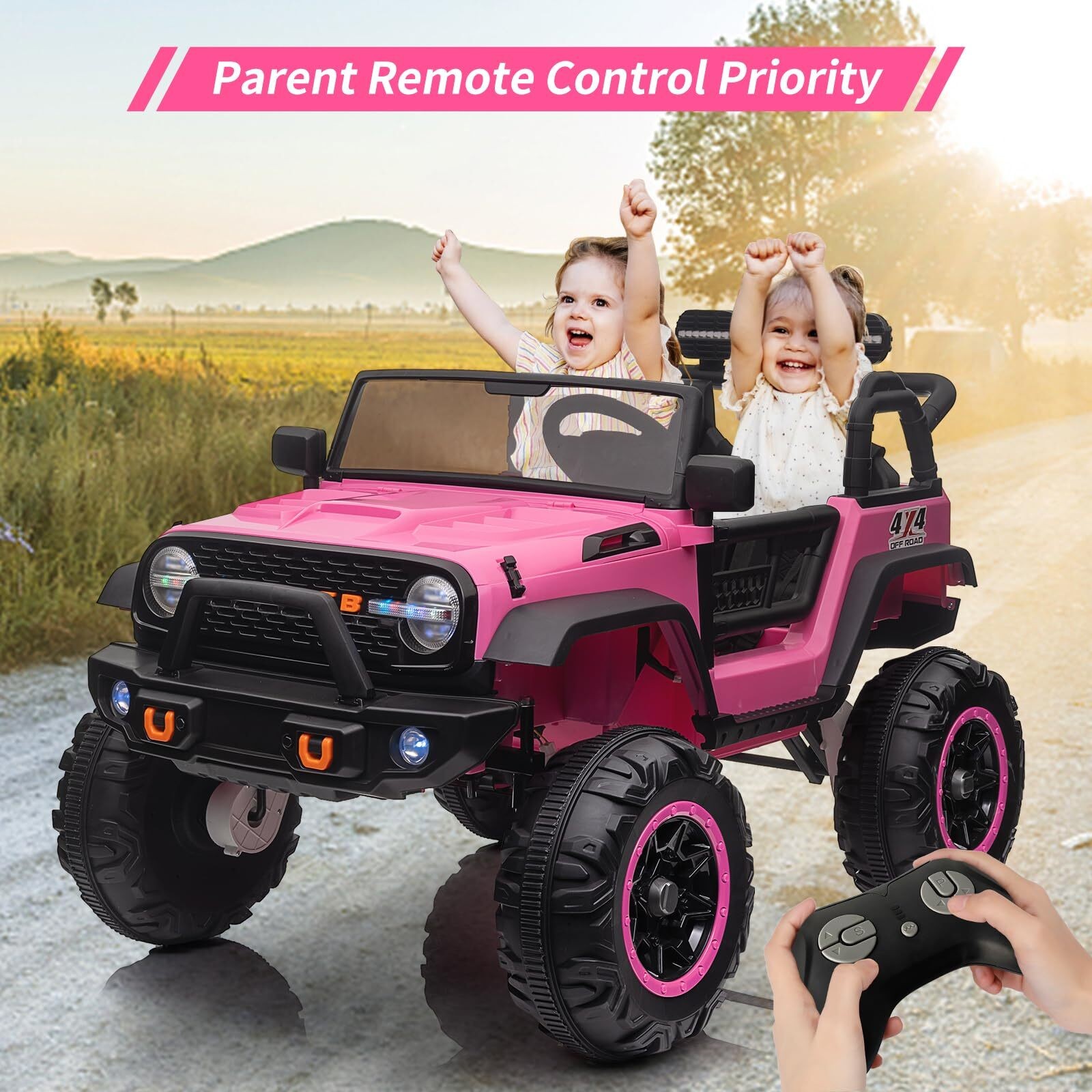 24V Electric Kids Ride On Cars with Remote Control 2 Seats Truck Toys Gifts