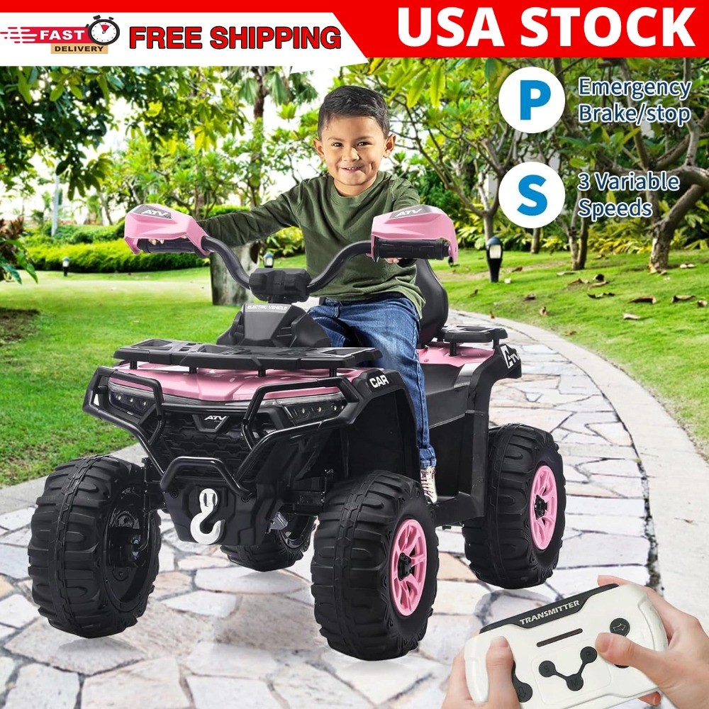 12V Kids Ride on Toy 4 Wheeler Quad Car 2x35W Bluetooth 4-6mph w/ Low&High Speed