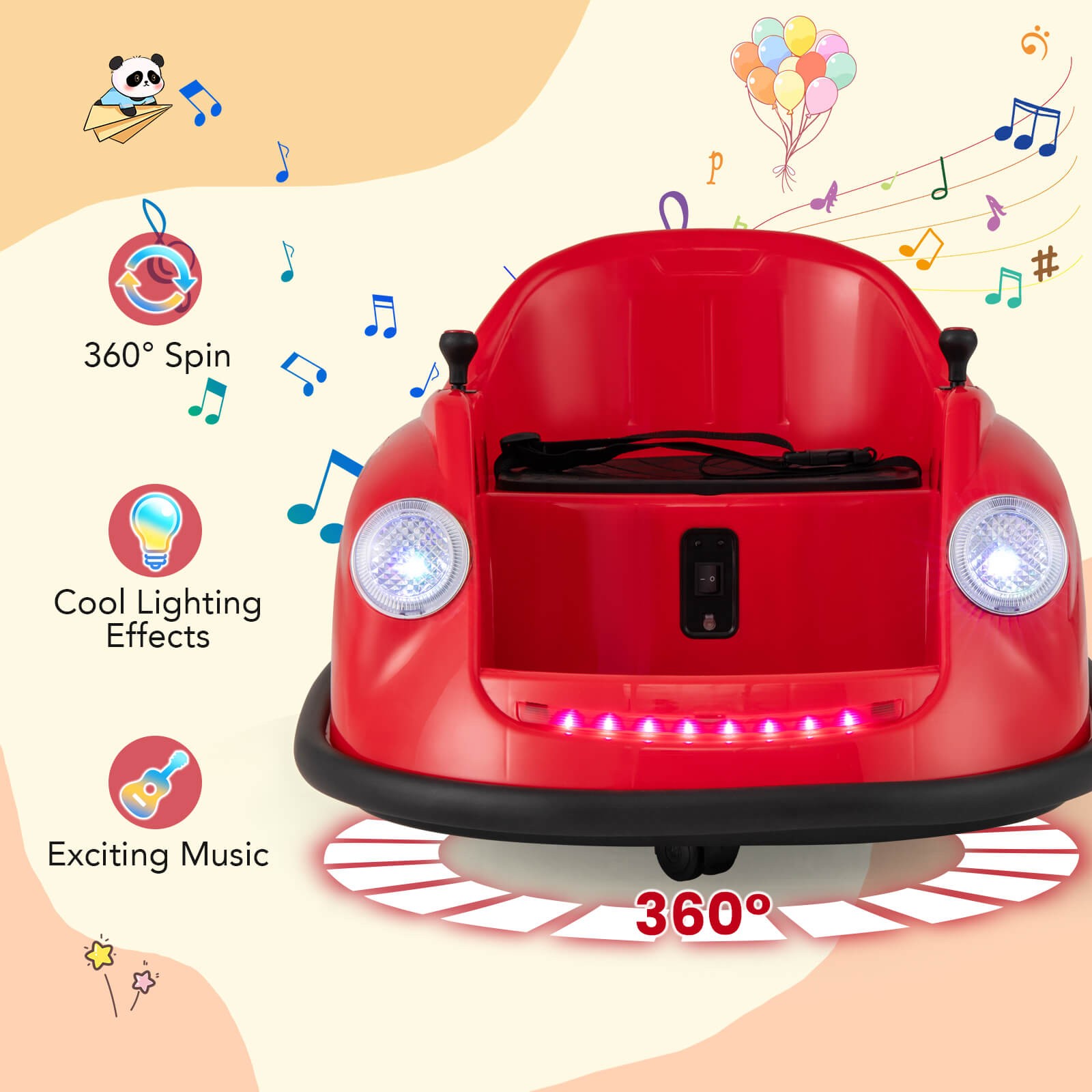 Ride on Bumper Car for Kids with Remote Control 360 Degree Spin LED Light