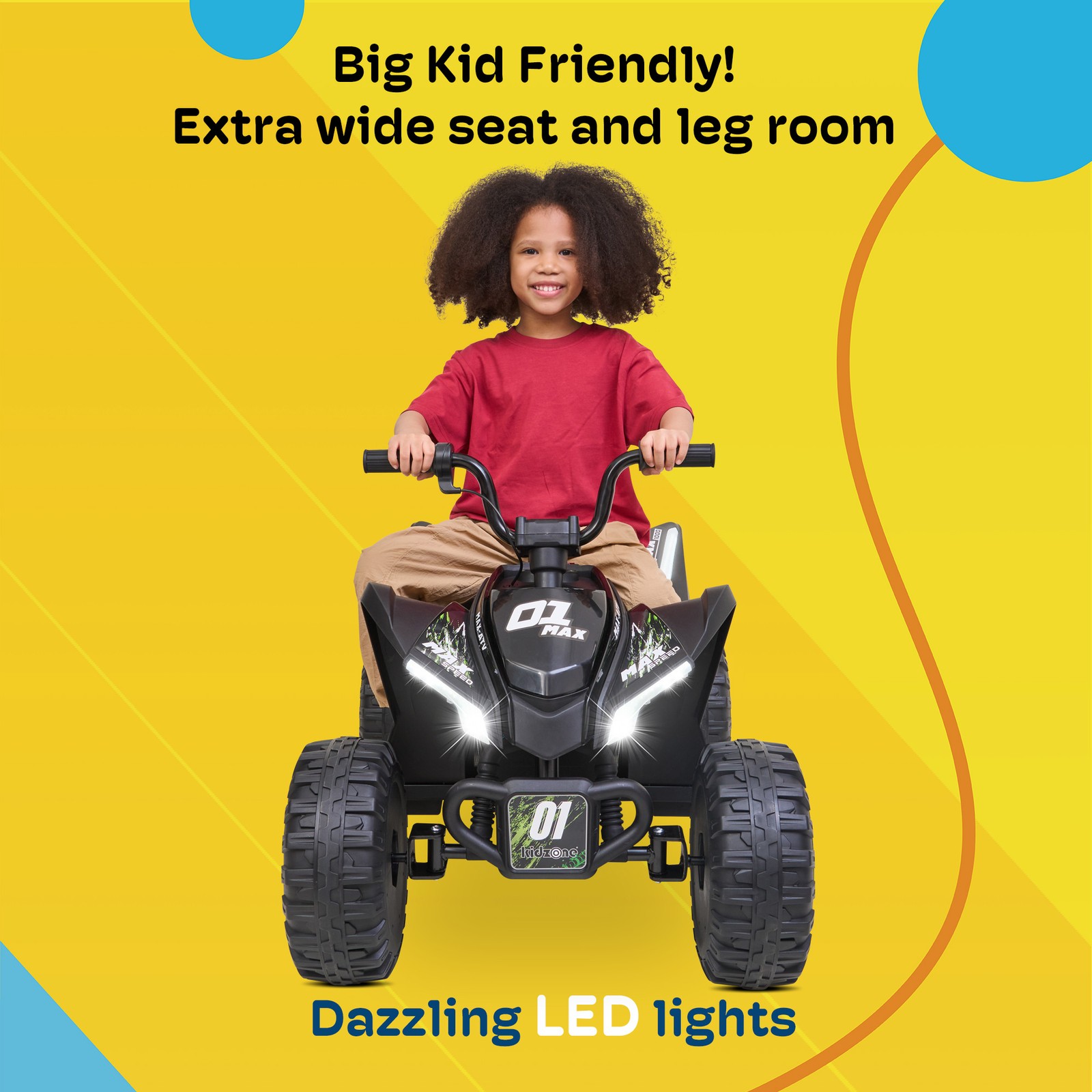 Kidzone 12V/24V Ride On ATV for Kids with Bluetooth & USB Music,