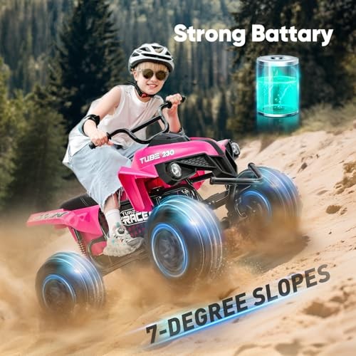 Pink 24V Iron-Frame ATV for Big Kids – 2 Seater – 4WD Heavy-Duty