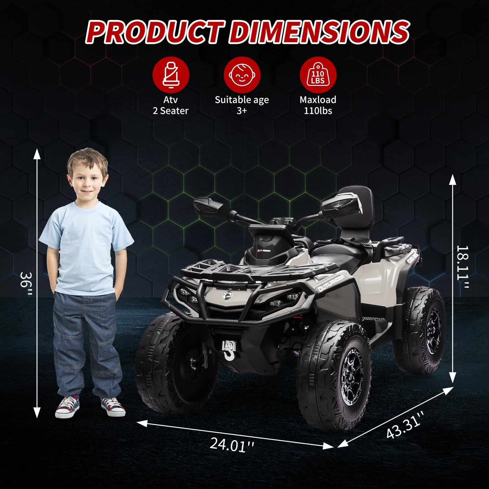Christmas Electric Ride On ATV 2 Seaters 24V Ride On Car Licensed Can-Am For Kid