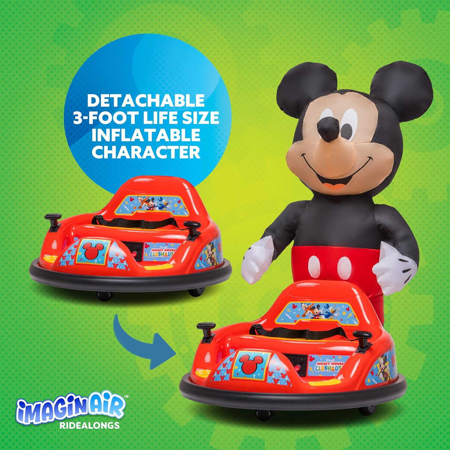 6V Mickey Mouse Toys Toddler Bumper Car – Ride on Toddler Toy, Kids Electric Bum