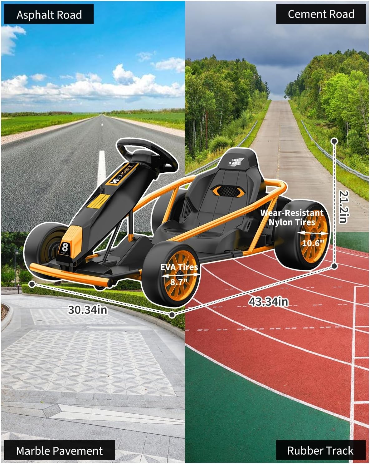 24V Ride On Go Kart for Kids 24V 9Ah Battery 2x300W Motors Electric Ride on Toys