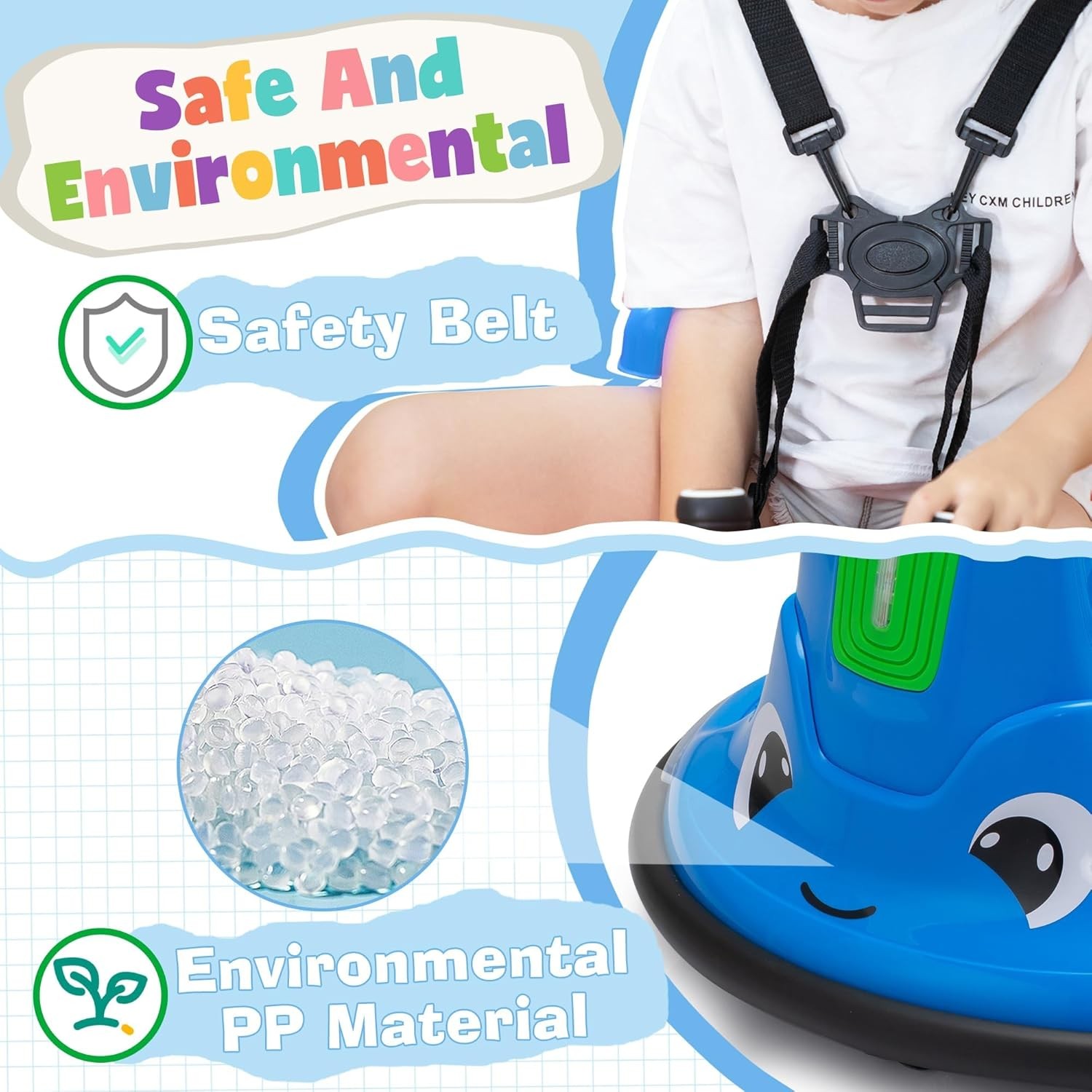 12V Kid Bumper Car Electric Ride-on Vehicle 360 Degree Spin Race Car for Age 3-8