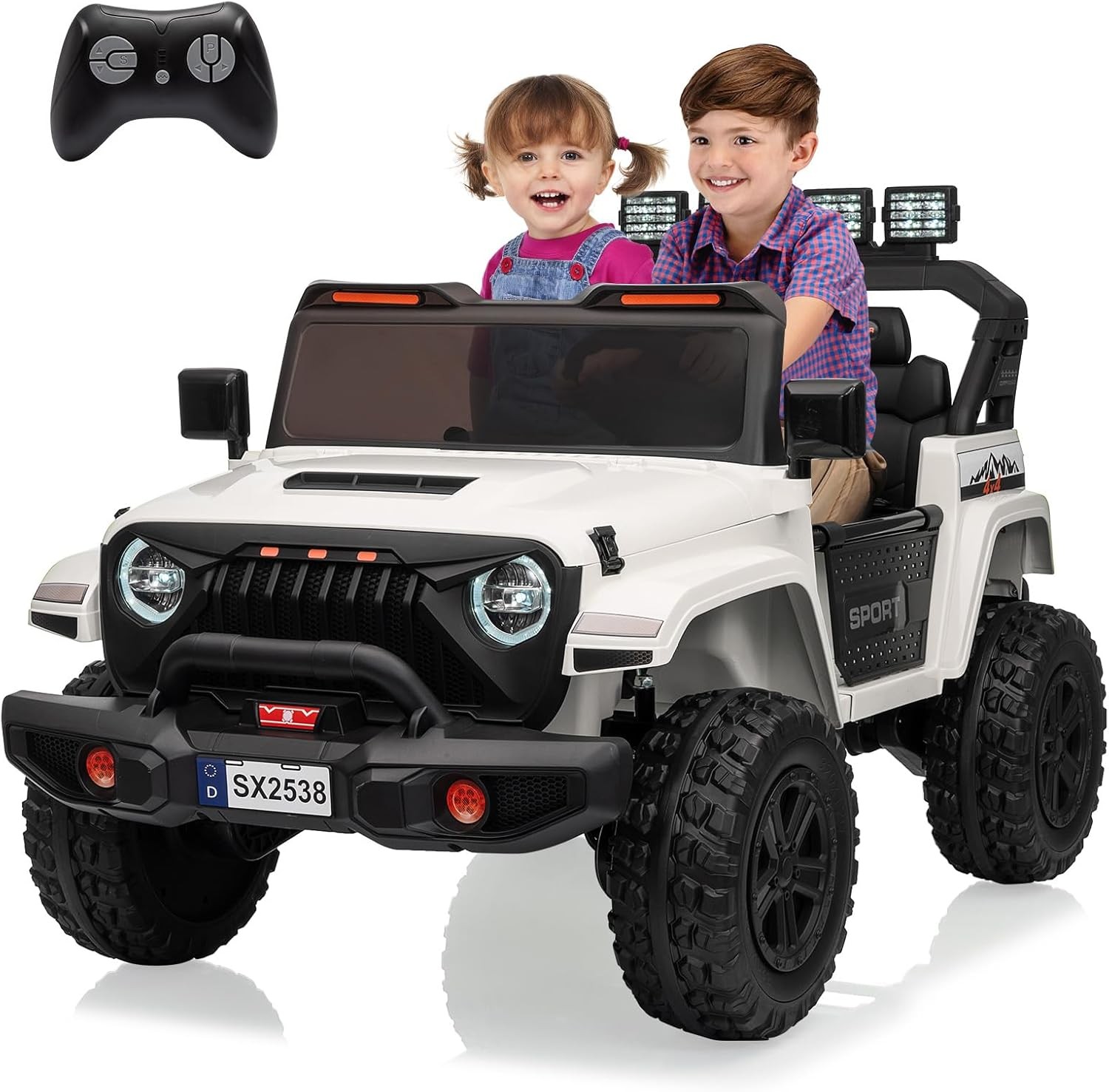 2 Seats 24V Ride On Car 4WD Electric Car Toys for Kids with Remote ＆ 7AH Battery