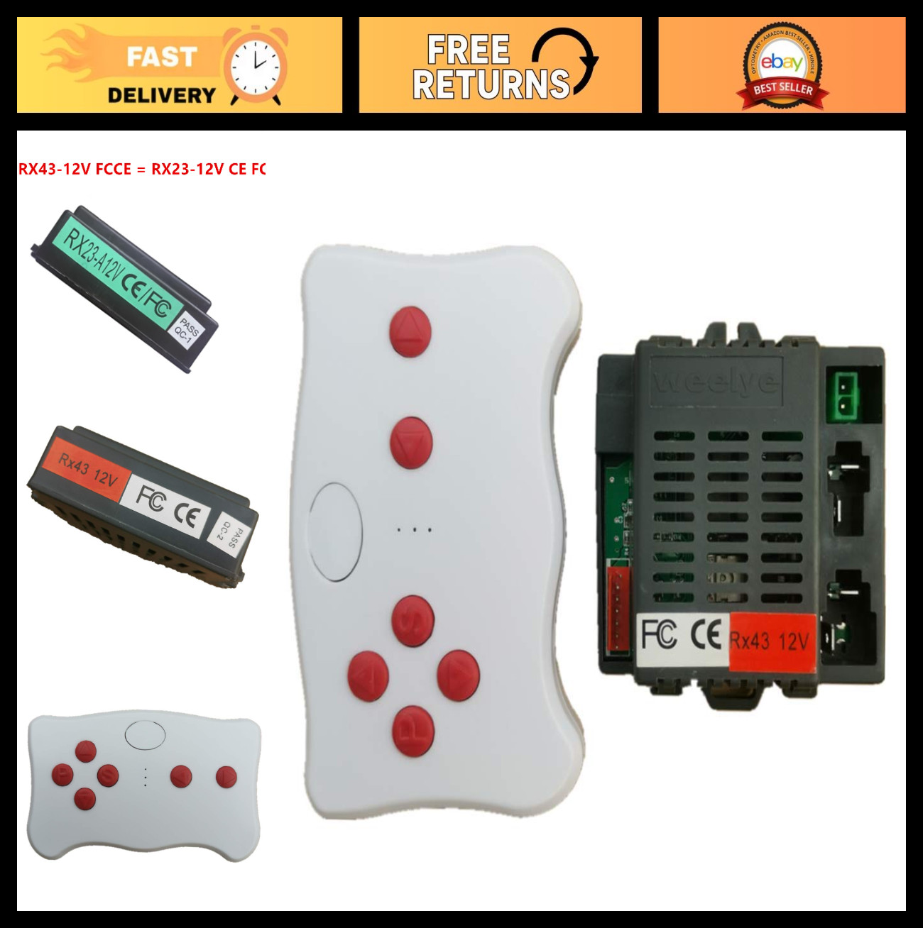 12V Kids Electric Ride-On Car Remote Control Kit – Bluetooth Receiver & Accessor