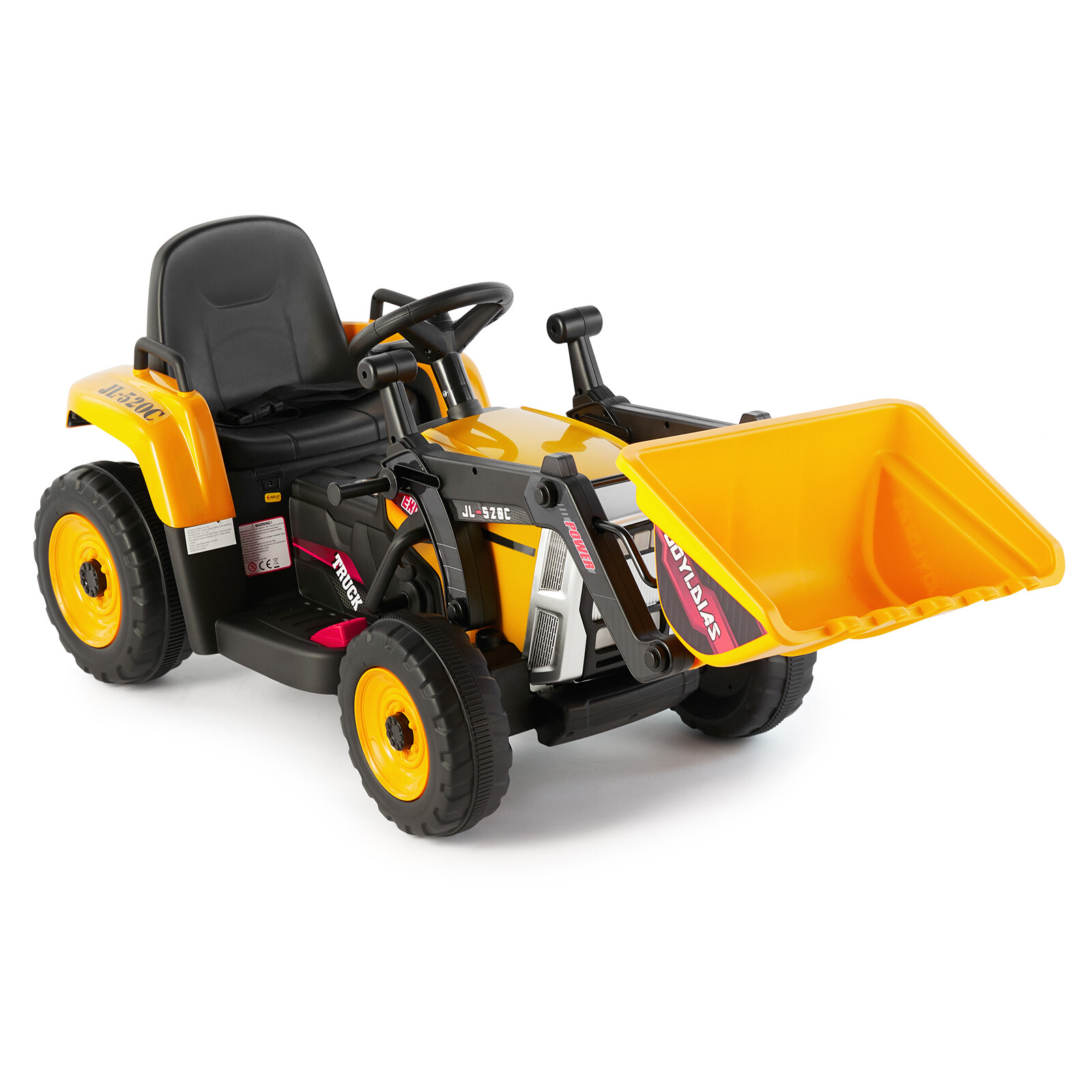 12V Battery Kids Ride On Excavator Digger Car with 3 Speed,Music,Remote Yellow