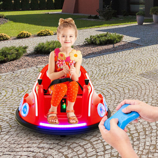12V Electric Ride On Car with Remote Control and Flashing LED Lights-Red – Color