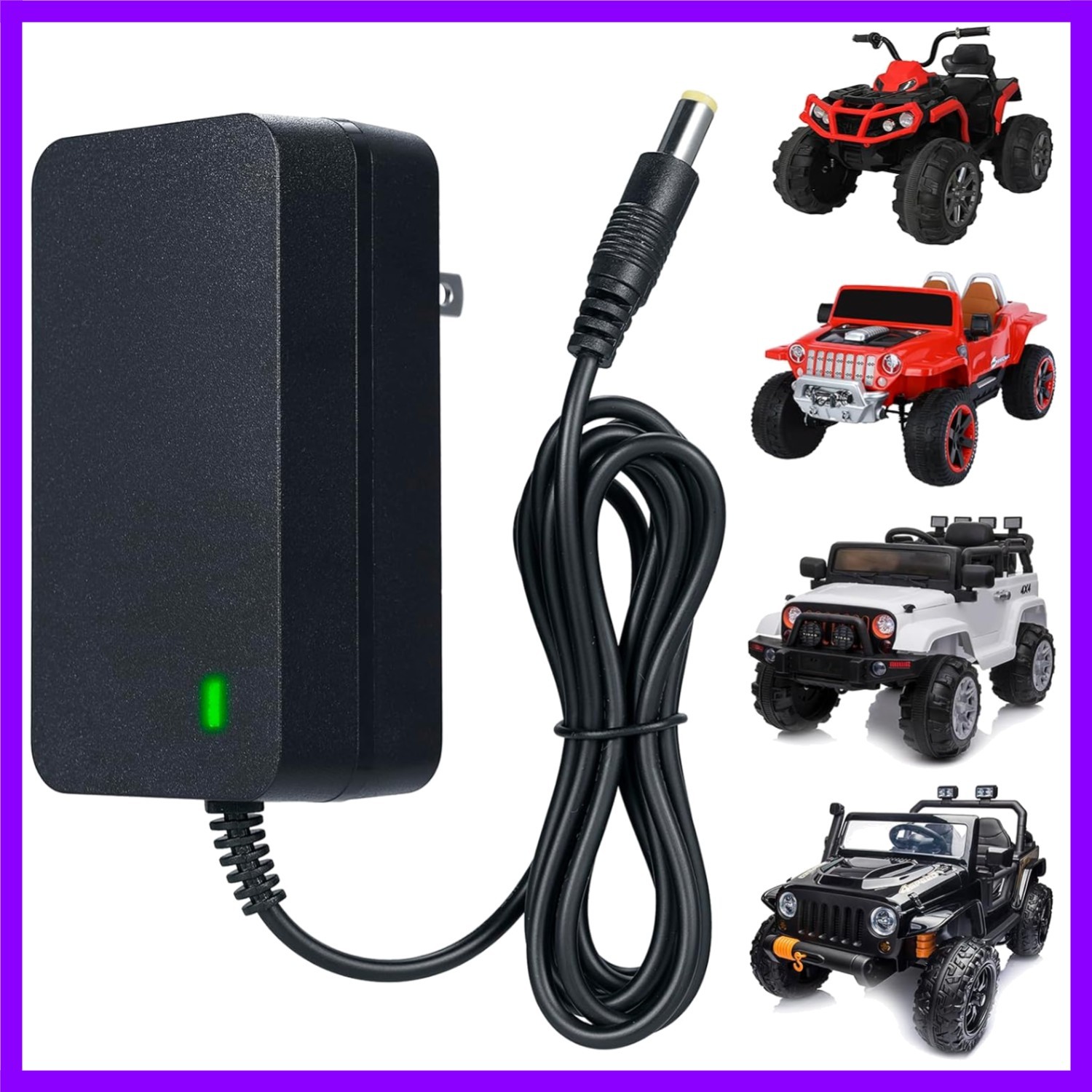 24V Battery Charger for Kids Ride On Car Toys, 24 Volt Power Adapter Black
