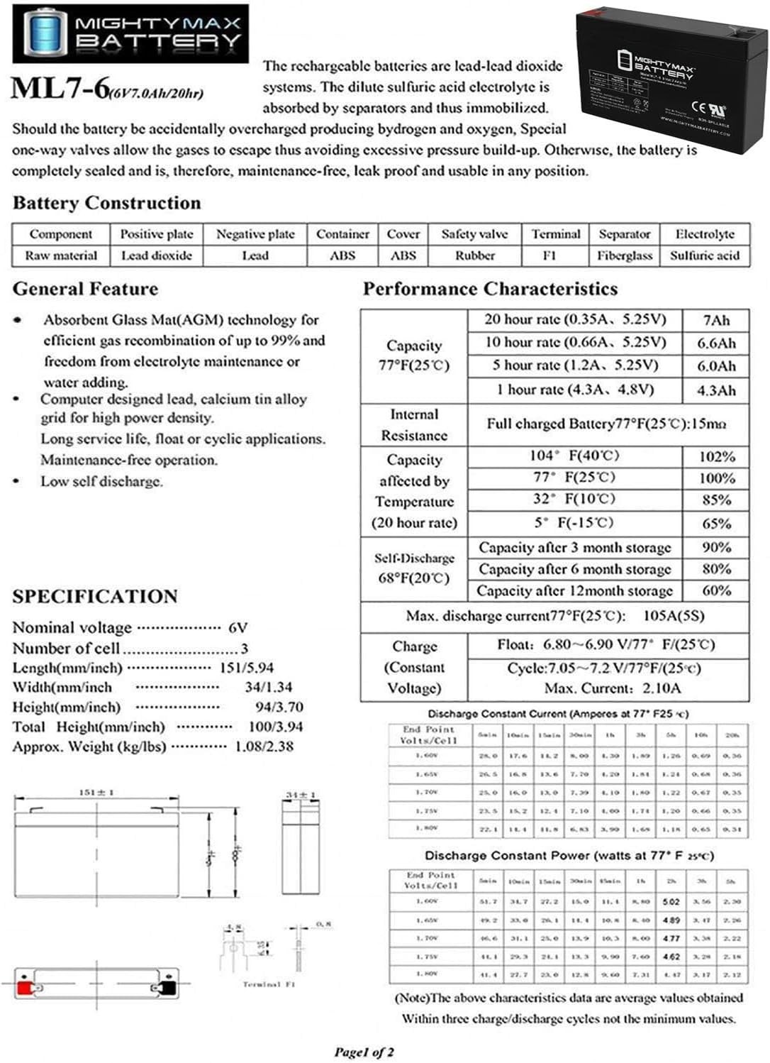 High-Performance 6V 7AH Sealed Lead Acid Battery for Ride-On Cars & Scooters