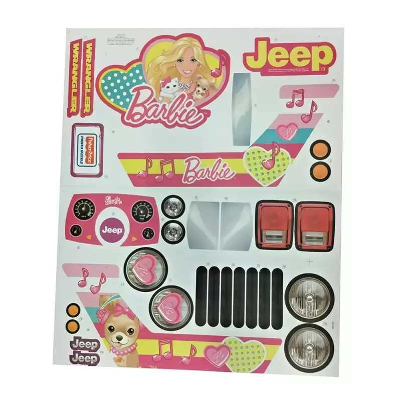 Power Wheels 3900-5870 Label Sheet Sticker Decals FFR86 Barbie Jeep Wrangler