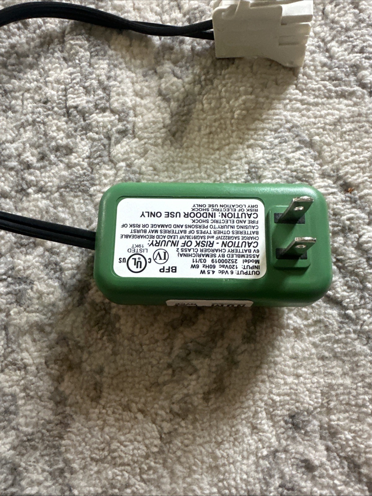Peg Perego 6Vdc 25200019 MECB0085U 6V Battery Charger Genuine OEM