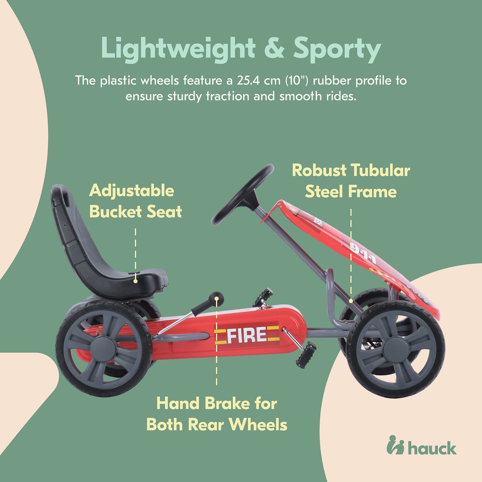 hauck Speedster Pedal Go Kart with Bucket Seat for Kids Ages 4 to 8 (For Parts)