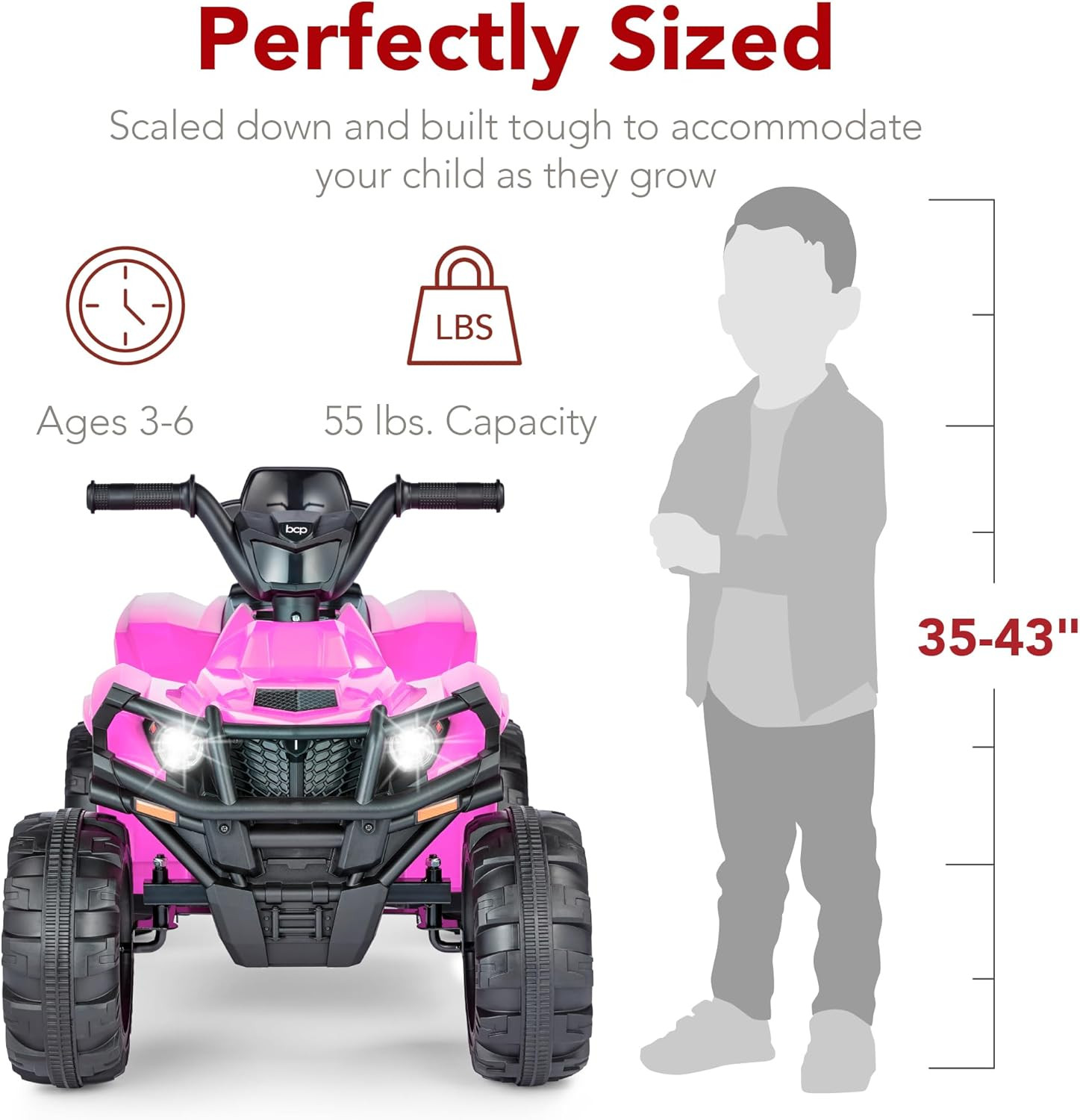12V Kids Ride-On Electric ATV, 4-Wheeler Quad Car Toy W/Bluetooth Audio, 2.4Mph