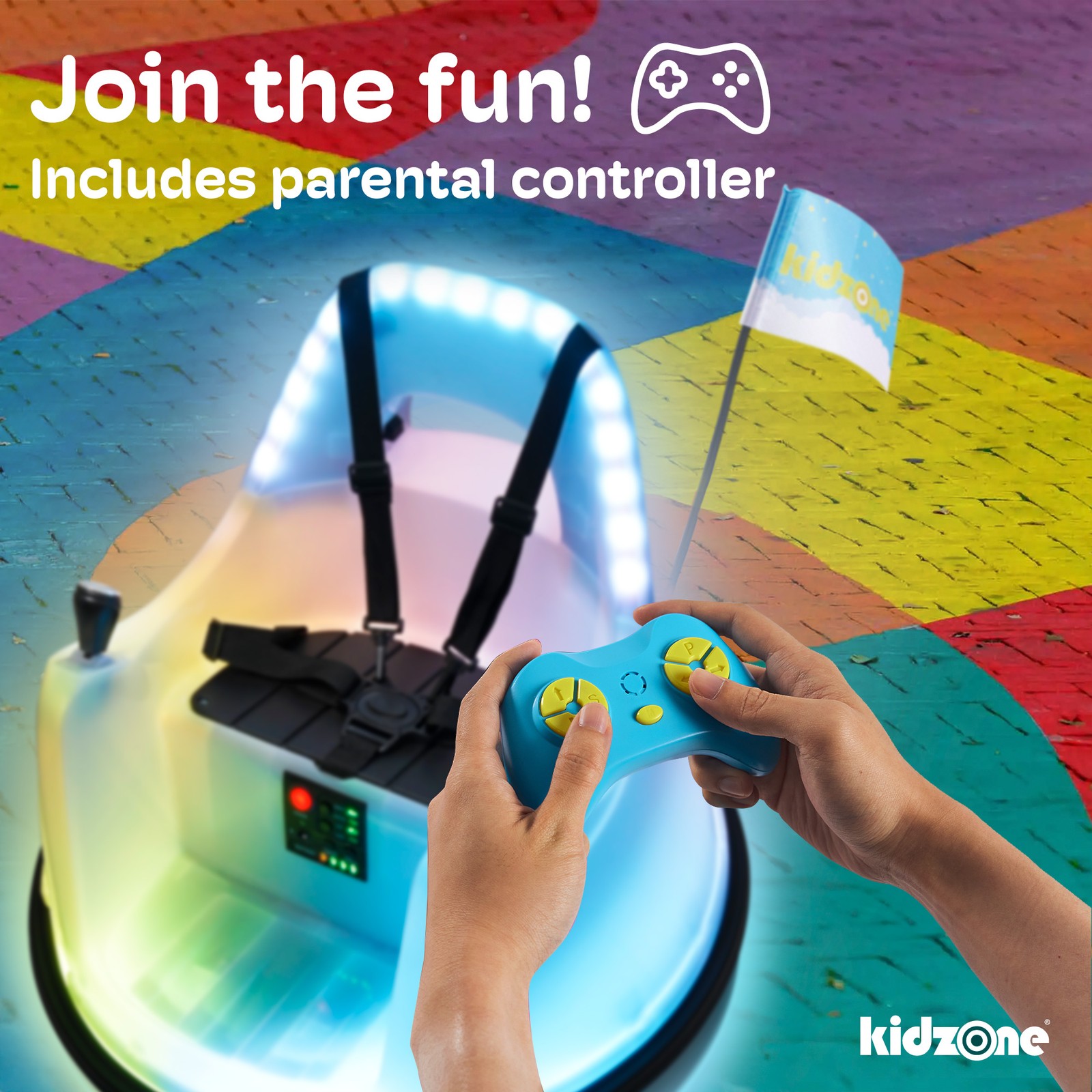 Kidzone Upgraded 12V 2-Speeds Electric Ride On Bumper Car