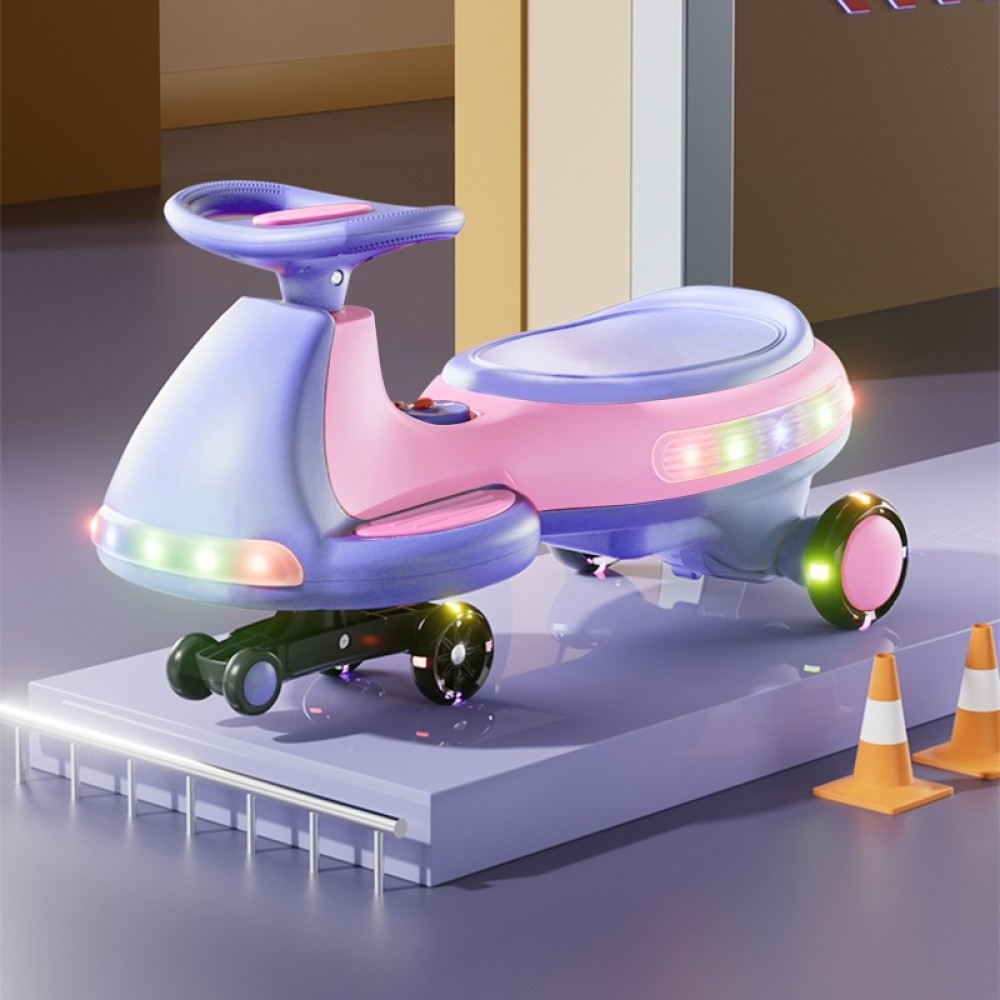 12V Electric Ride On Wiggle Car for Kids Rechargeable Battery LED Lights