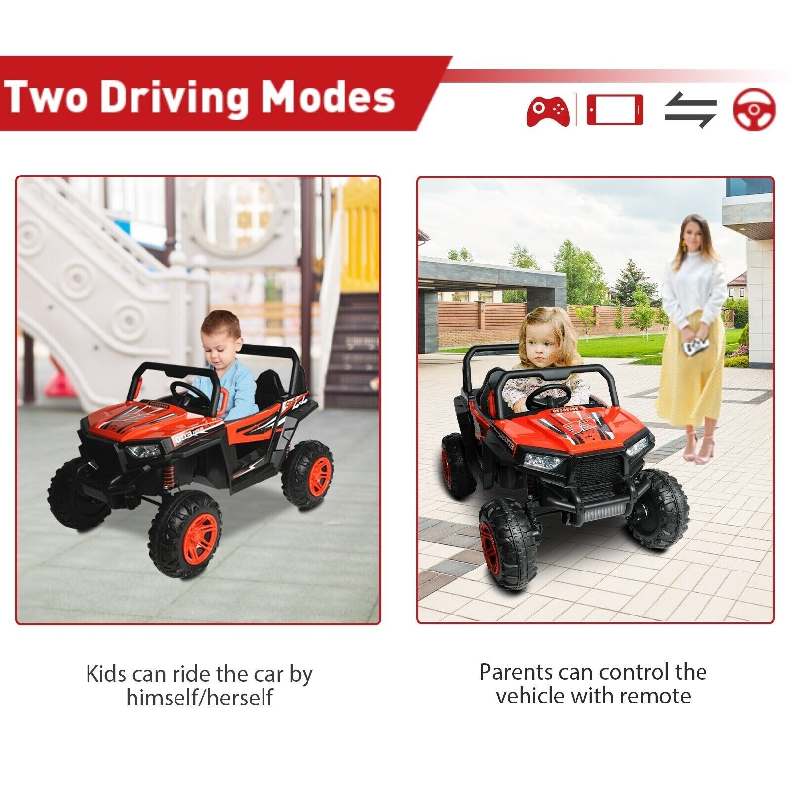 VILOBOS Electric Car Kids Ride On Toy 12V 4WD Remote Control Swing Ages 3-8 Gift