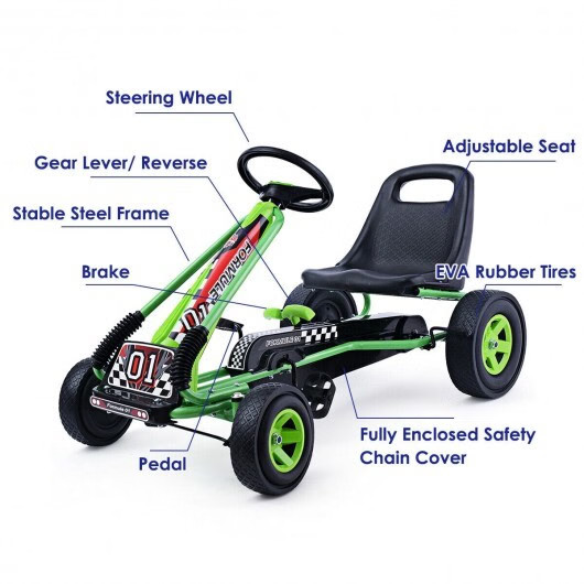 4 Wheels Kids Ride On Pedal Powered Bike Go Kart Racer Car Outdoor Play Toy-Gree