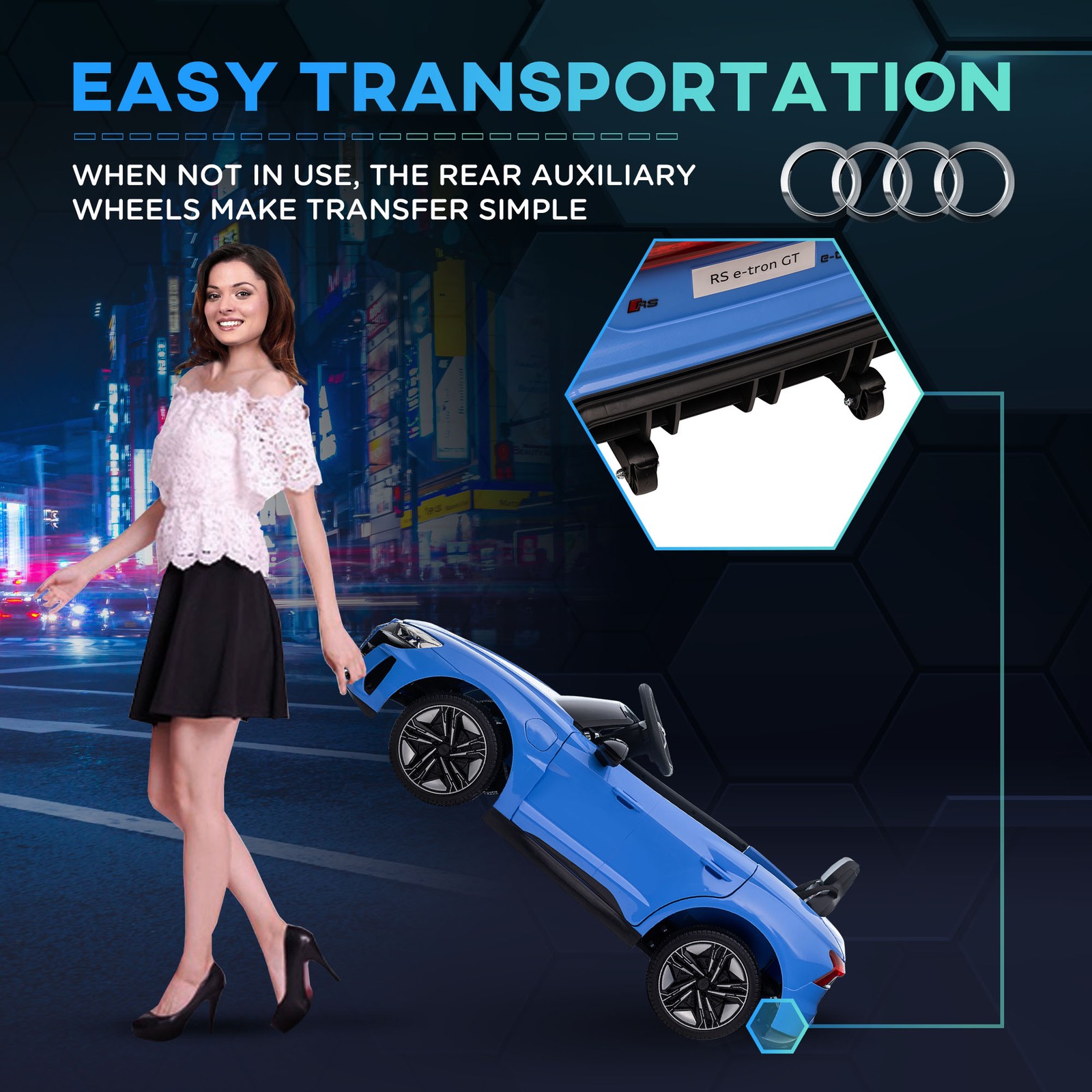 12V Kids Electric Ride On Car, Licensed Audi with Remote, Blue
