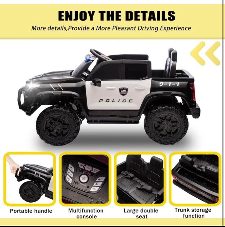 24V 10Ah Two-Seater Kids Ride on Police Pickup