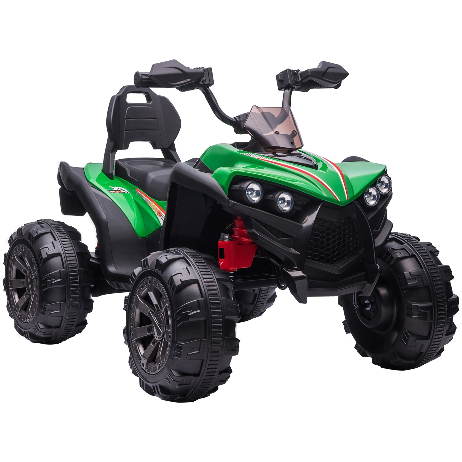 ZEOPHOL 12V Kids Ride-On Electric ATV Off-Road Quad Car Toy 2 Speeds LED Green