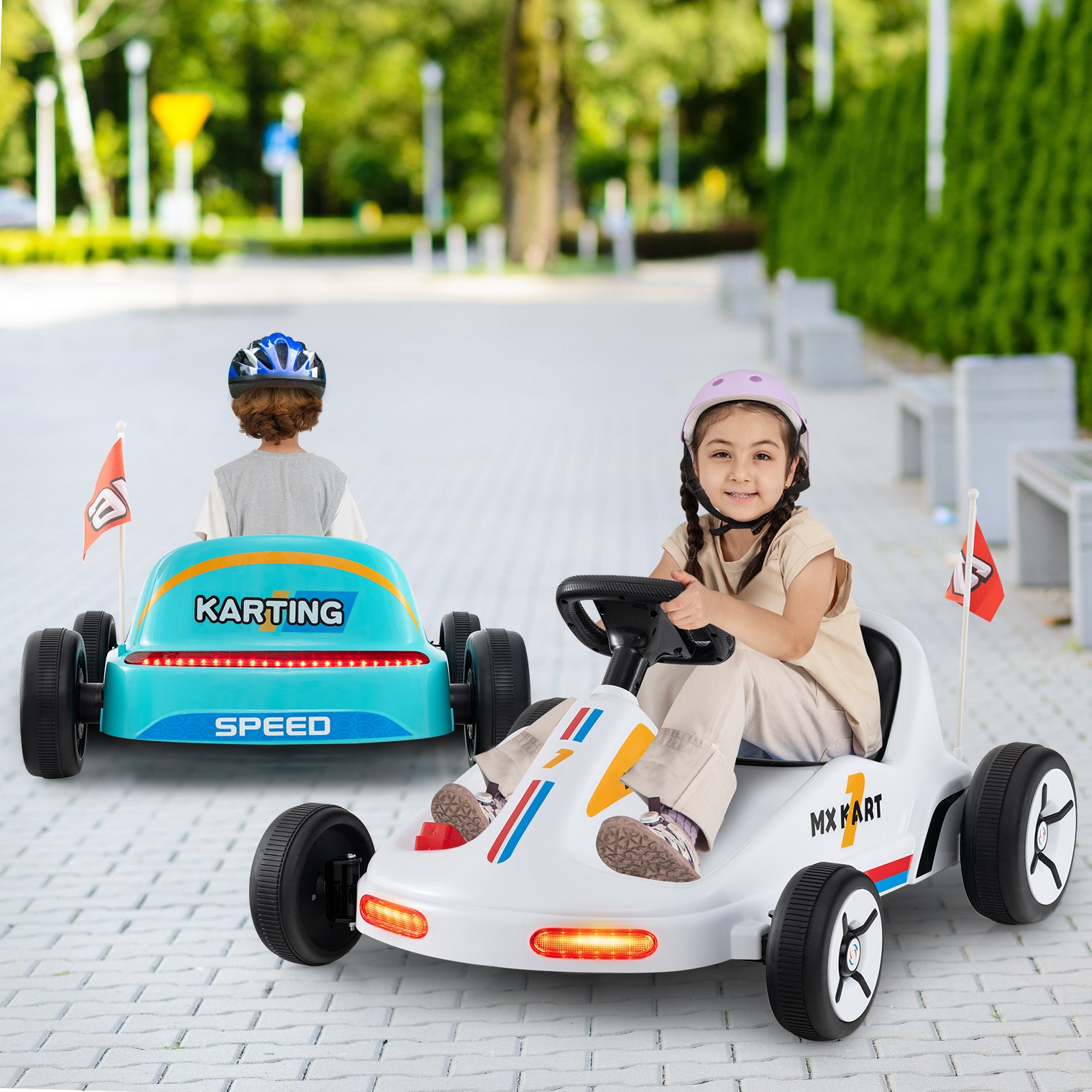 12V Kids Electric Go Kart 7AH Battery Powered Ride on Race Toy w/ Remote Control