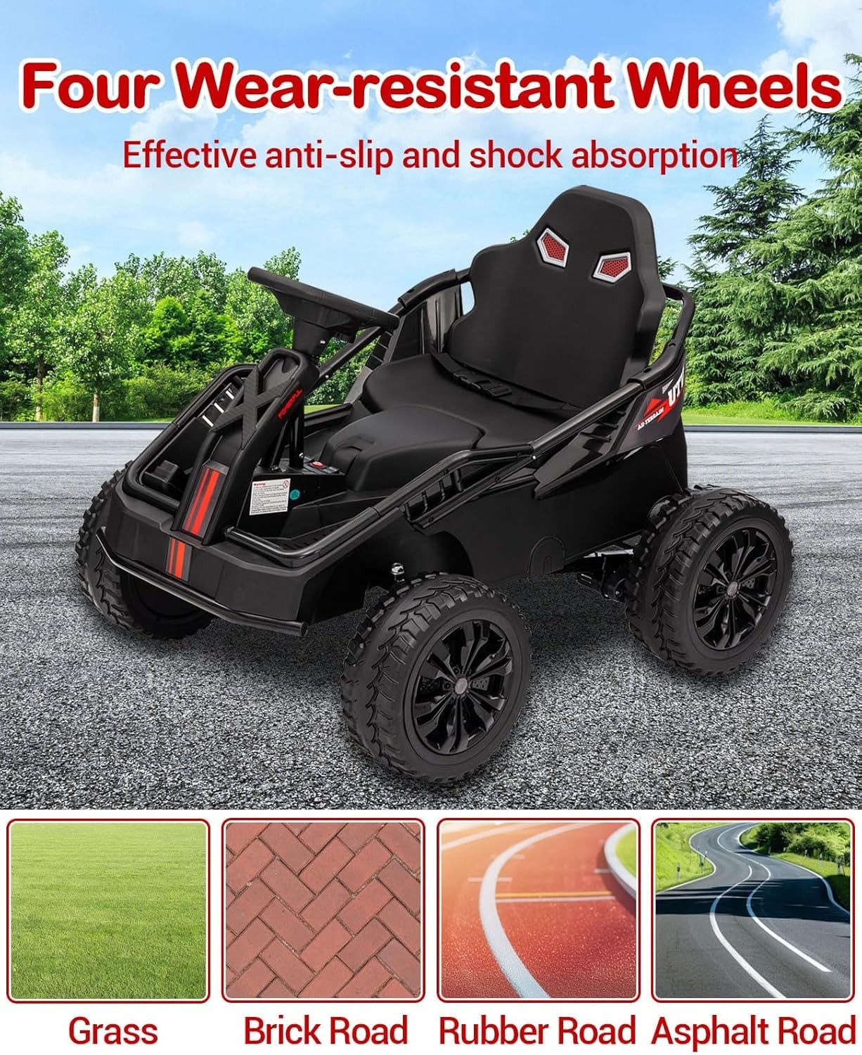 Garvee 24V Kids Power 4 Wheels,200W 4×4 Ride On Toy for Big Kid,Electric Go Kart