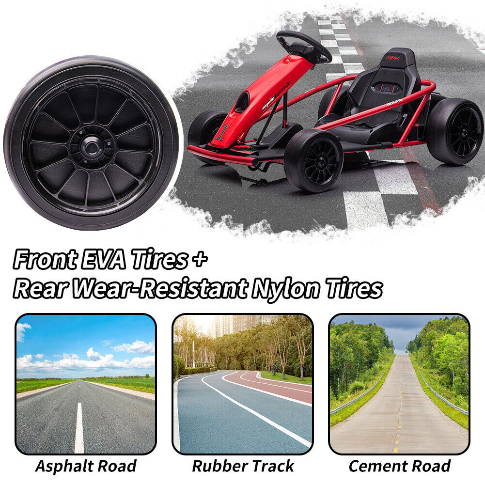 24V 9Ah Ride on Go Kart for Kids 8MPH High Speed Drifting Toys for 8-12 Years
