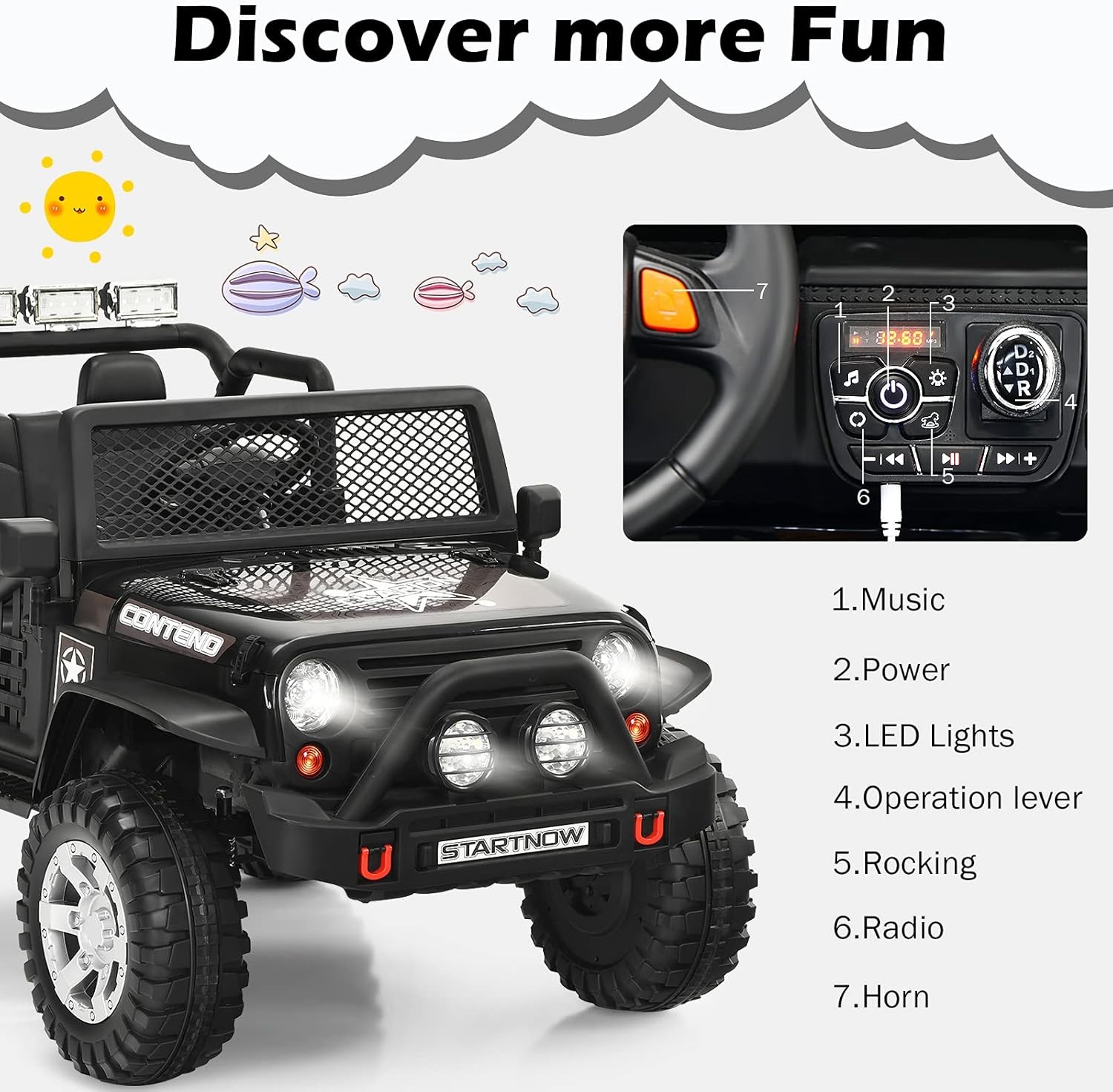 12V Kids Ride On Car 2 Seater Electric Vehicle Toy Truck Jeep MP3 Remote Control