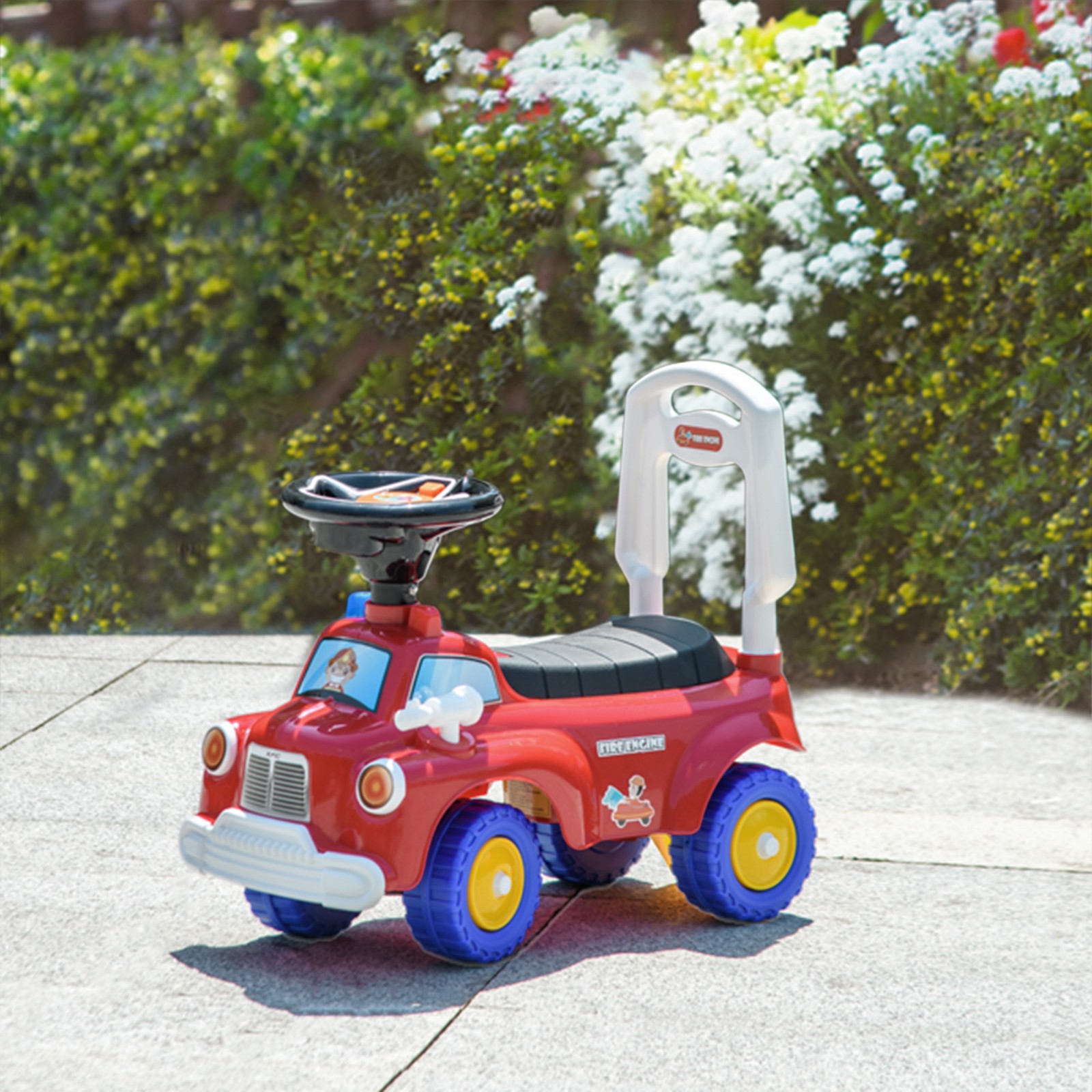 Toddler Ride On Fire Truck with Music, Horn, Under Seat Storage, Red