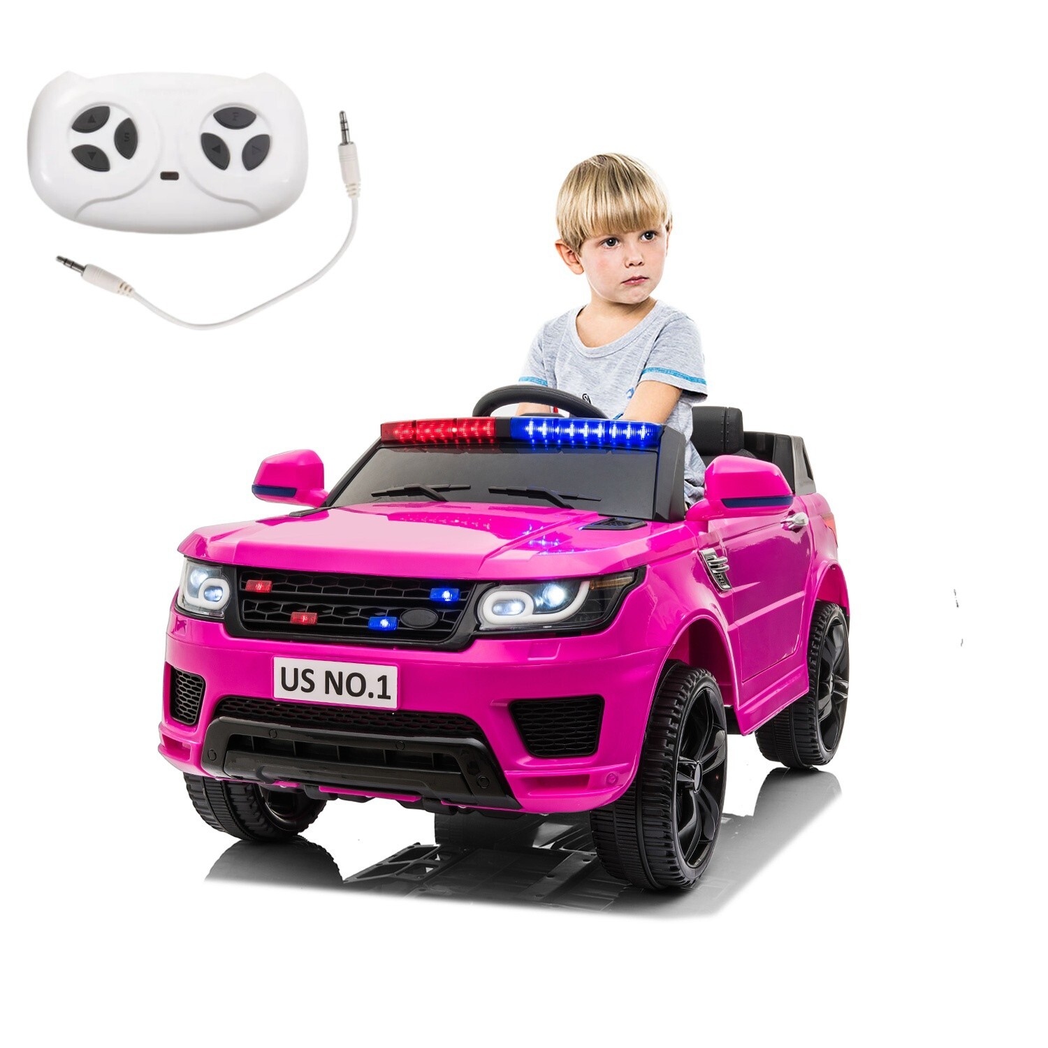 TOBBI 12V Electric Police Vehicle Battery Powered SUV Cars with Remote Control