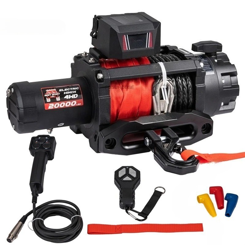 12V Portable Vehicle Self-Rescue Electric Silent Integrated Winch 13,500 Lbs