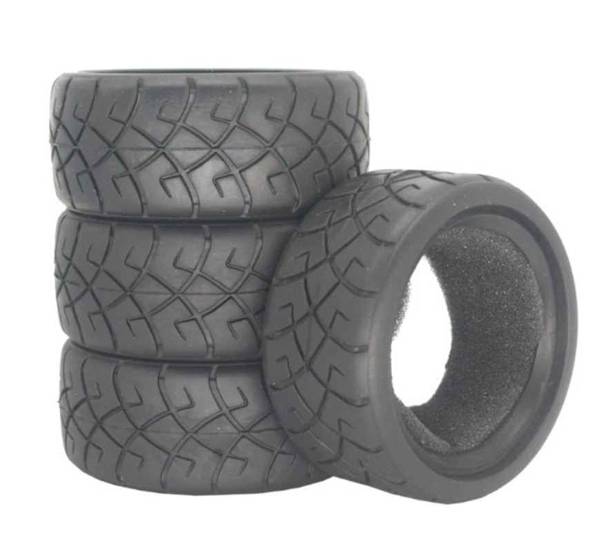 4PCS 26mm X-pattern Soft Rubber Tire for 1/10 Tamiya Wheel Rim On Road RC Car