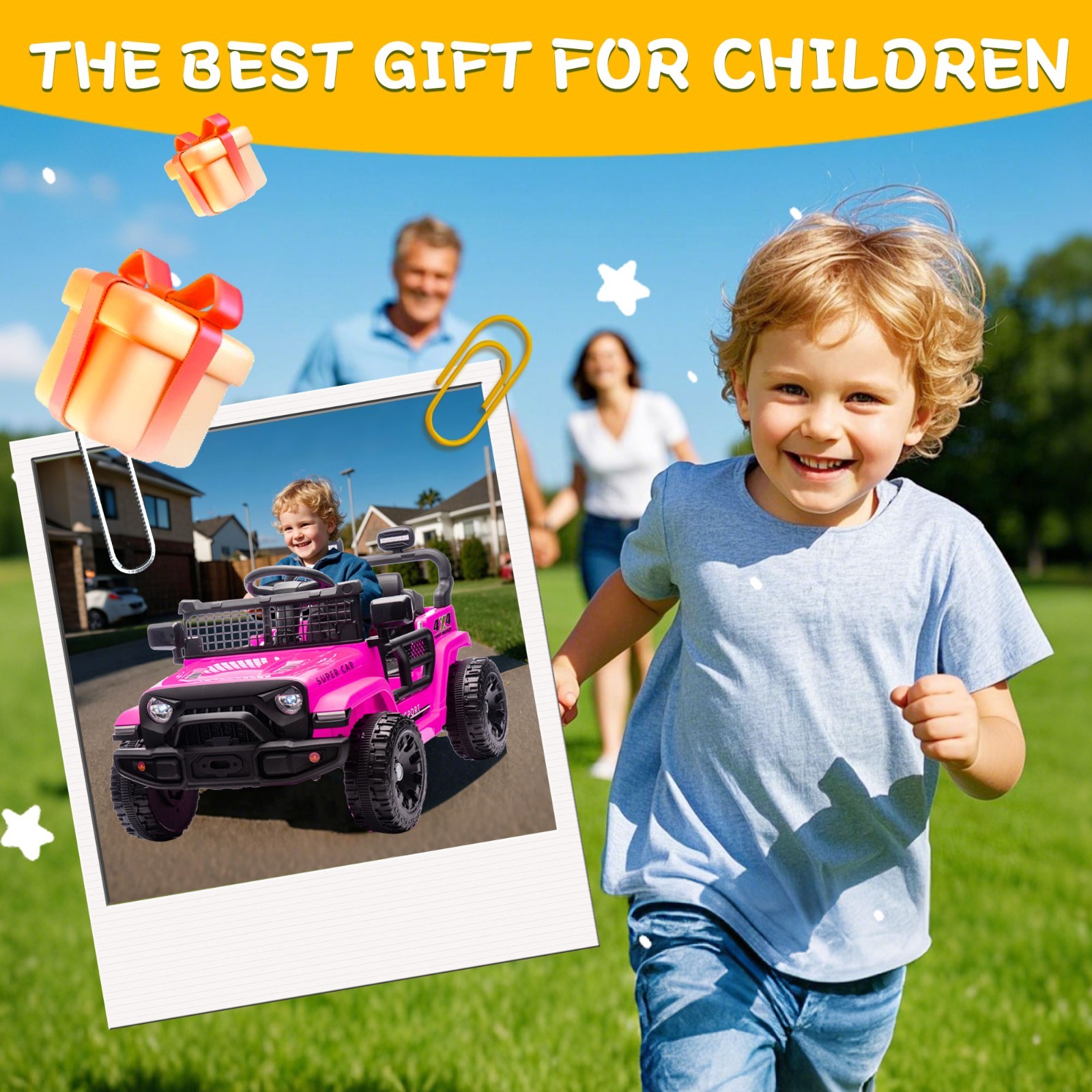 24V Kids Ride on Electric Car w/Remote, Power Wheels Toys for Boys & Girls, Pink