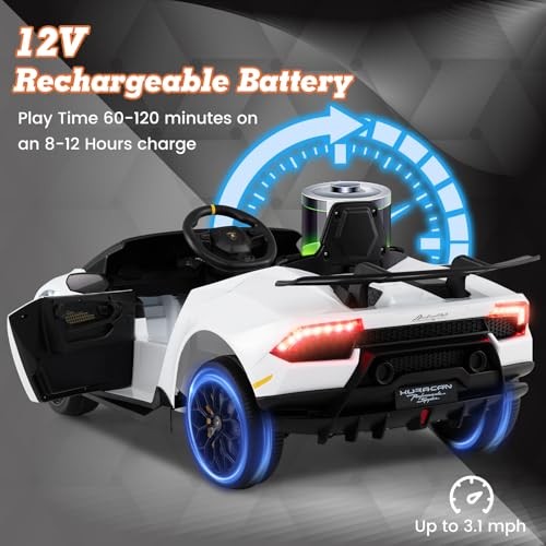 12V Kids Electric Vehicle – Licensed Lamborghini Huracan – 12V – White