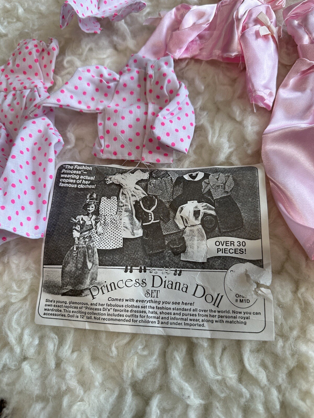 VTG Princess Diana Doll Wardrobe And Doll Set