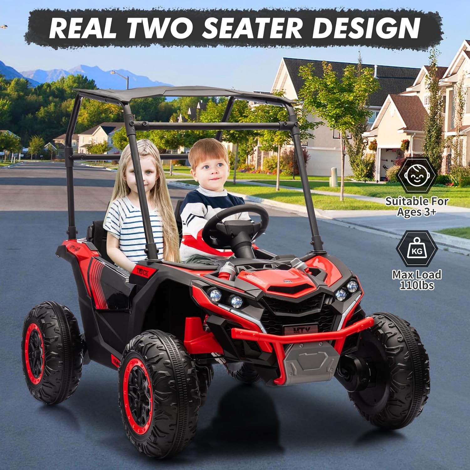 2 Seater Ride On Car Truck 24V Ride On Toys for Kids Electric Vehicle w/Remote