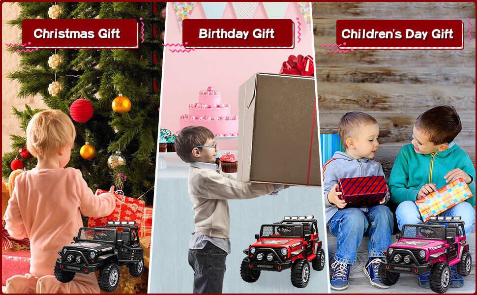 Electric 12V Kids Ride on Truck Car Jeep LED MP3 Car W/Remote Control 2 Seater
