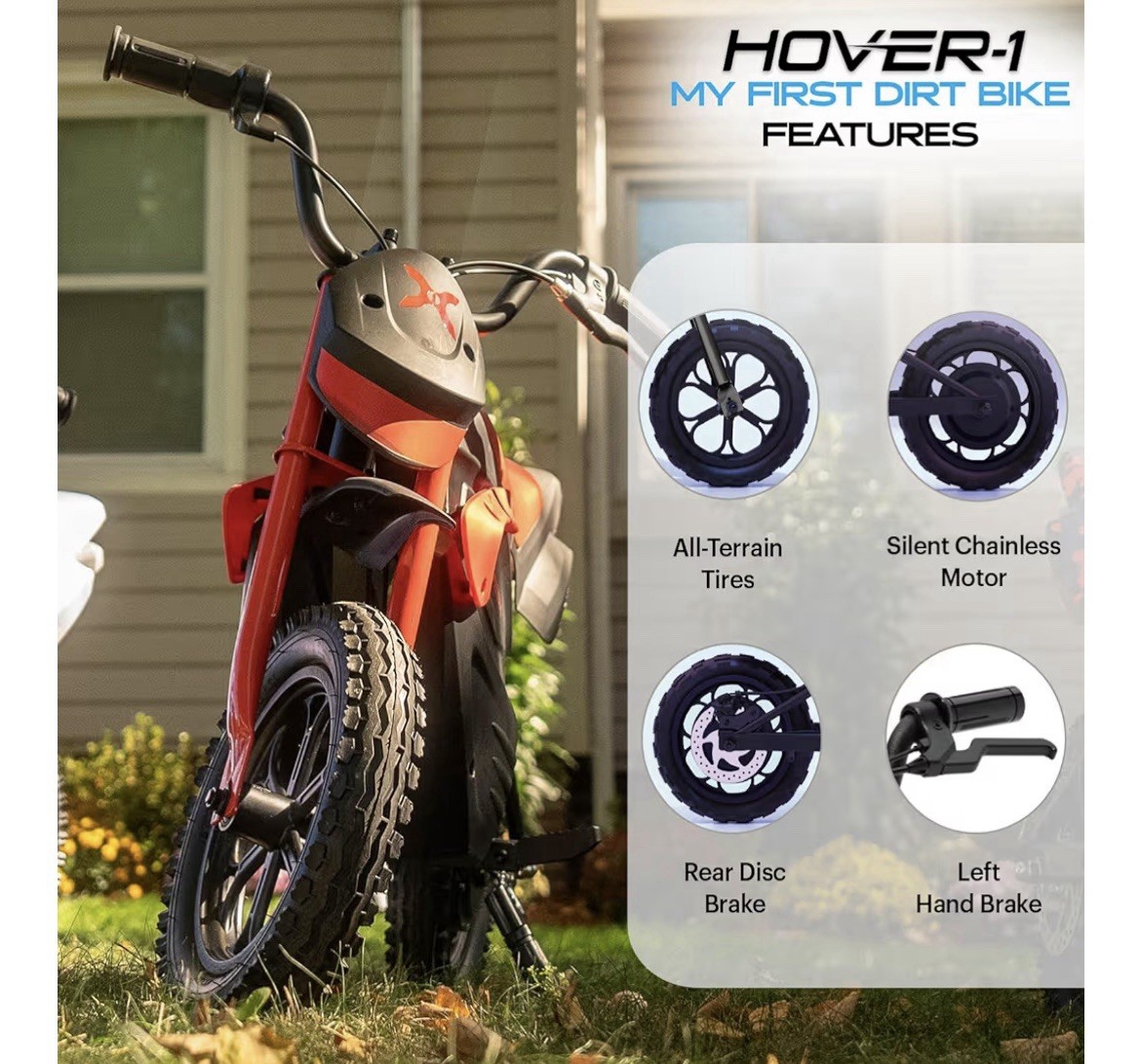 Hover-1 My First Dirt Bike for Kids – 300W Motor 9MPH Max Speed 9 Mile Range Red