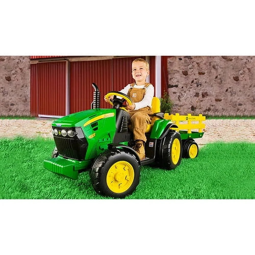 Kids Ride On John Deere Electric Battery Powered Tractor Trailer Childrens Car