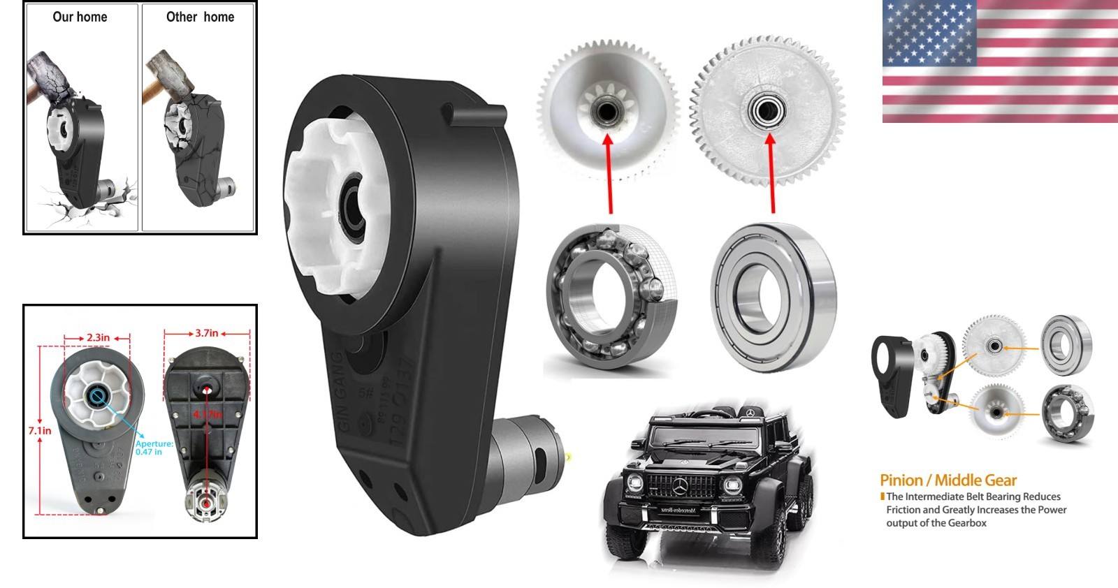 High Speed 40000RPM Motor Gearbox for Power Wheels Upgrade