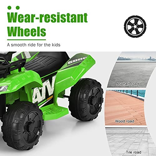Kids ATV, 6V Battery Powered Electric Vehicle Four Wheeler Quad Green