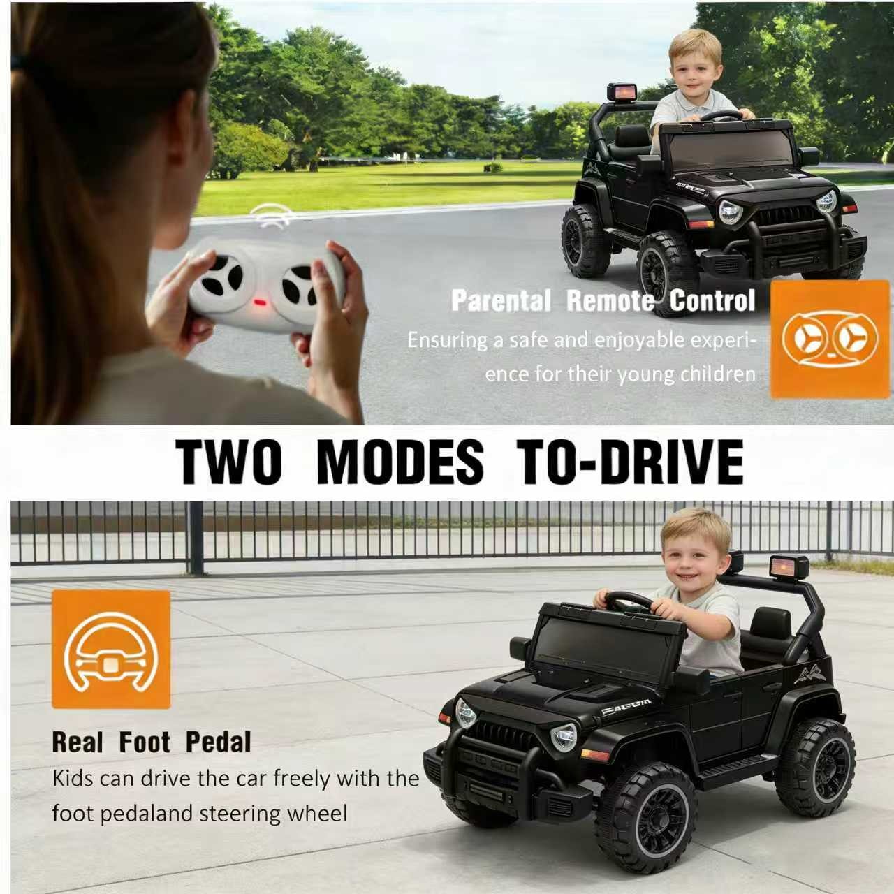 12V Kids Ride On Electric Car W/Parents Control Dual Drive Headlights