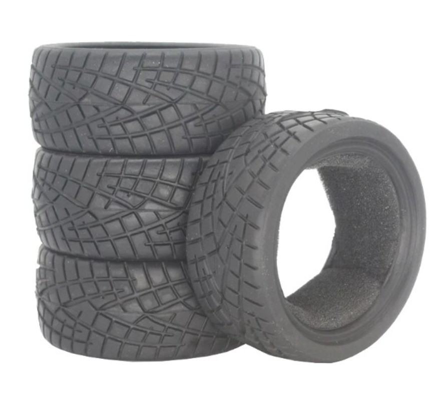 4PCS 26mm X-pattern Soft Rubber Tire for 1/10 Tamiya Wheel Rim On Road RC Car