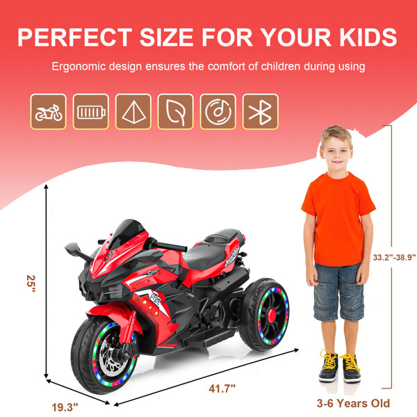 2025 Kids Ride On Dirt Bike 12V Electric Motorcycle 3 Wheels Light Music Xmas